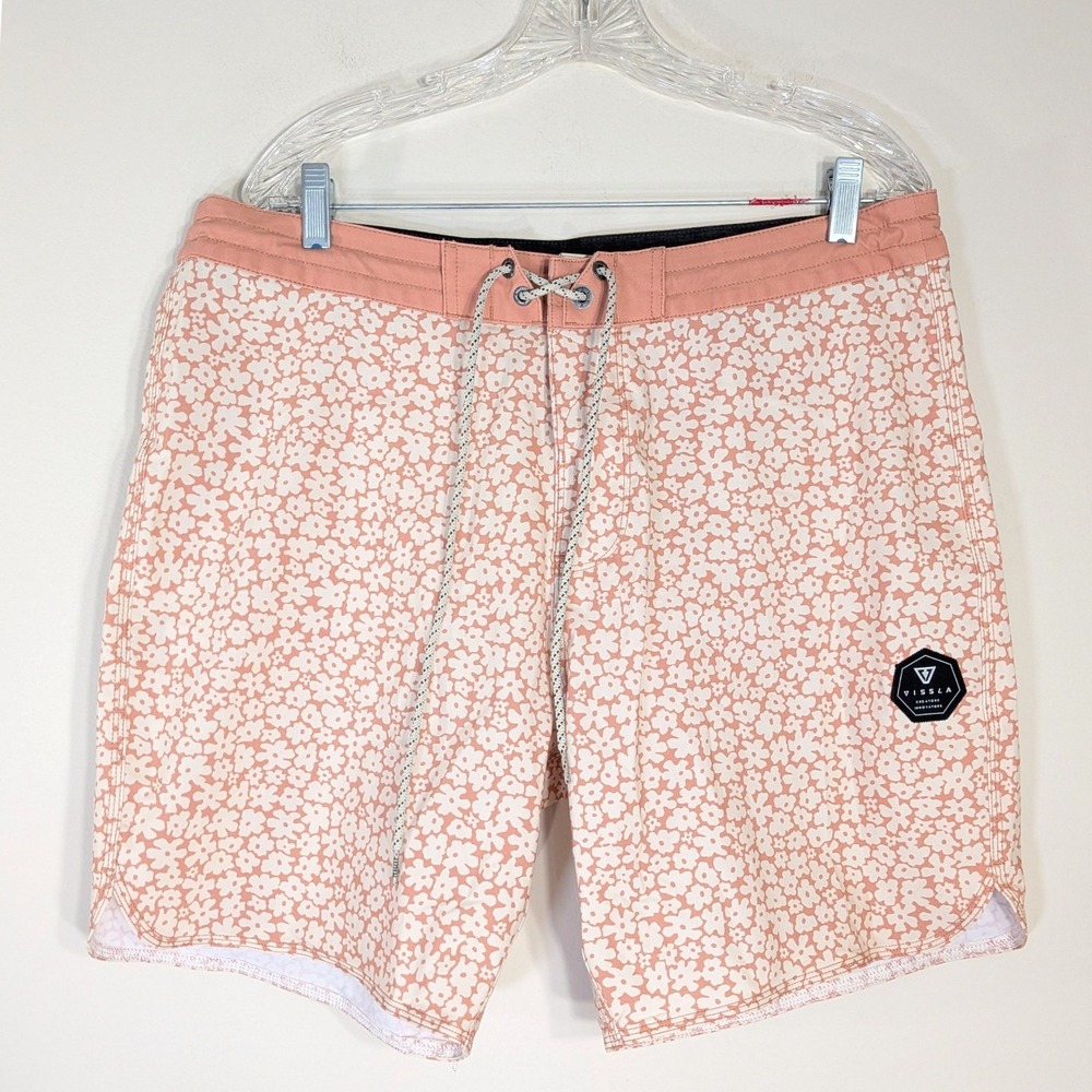 Vissla Floral Board Shorts; Upcycle Coconut Poly-Cotton Stretch Bottoms NWT